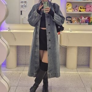 Marithe Francois Girbaud Long Denim Trench Coat